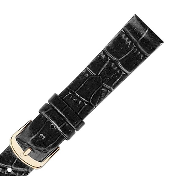 Hadley Roma MS719 17mm Regular Black Alligator Grain Men's Watch Band Strap