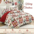 thumbnail image 2 of Exclusivo Mezcla Christmas Quilt King Size, Rust Red Patchwork Bedspreads Reversible Coverlets Bedding Set with Printed Reindeer Wreaths Pattern (1 Quilt, 2 Pillow Shams), 2 of 6