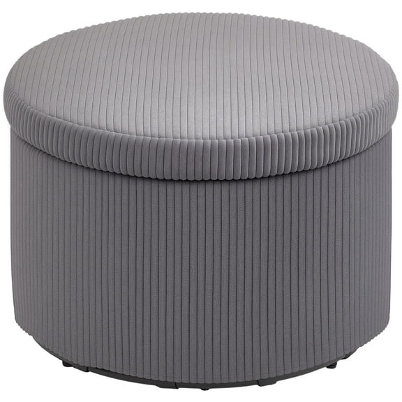 ZOPan 24 Inch Upholstered Storage Ottoman - Pouf with Hidden Storage for Living Room, Stylish & Functional,Gray