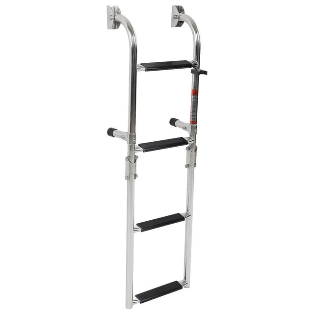 Échelle Pliante à 4 Marches, Ponton Échelle Amovible Réglable 316 Support de Poupe en Acier Inoxydable pour Yachts