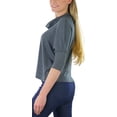 thumbnail image 3 of ToBeInStyle Women's 3/4 Sleeve Cowlneck Relaxed Fit Cropped, 3 of 7