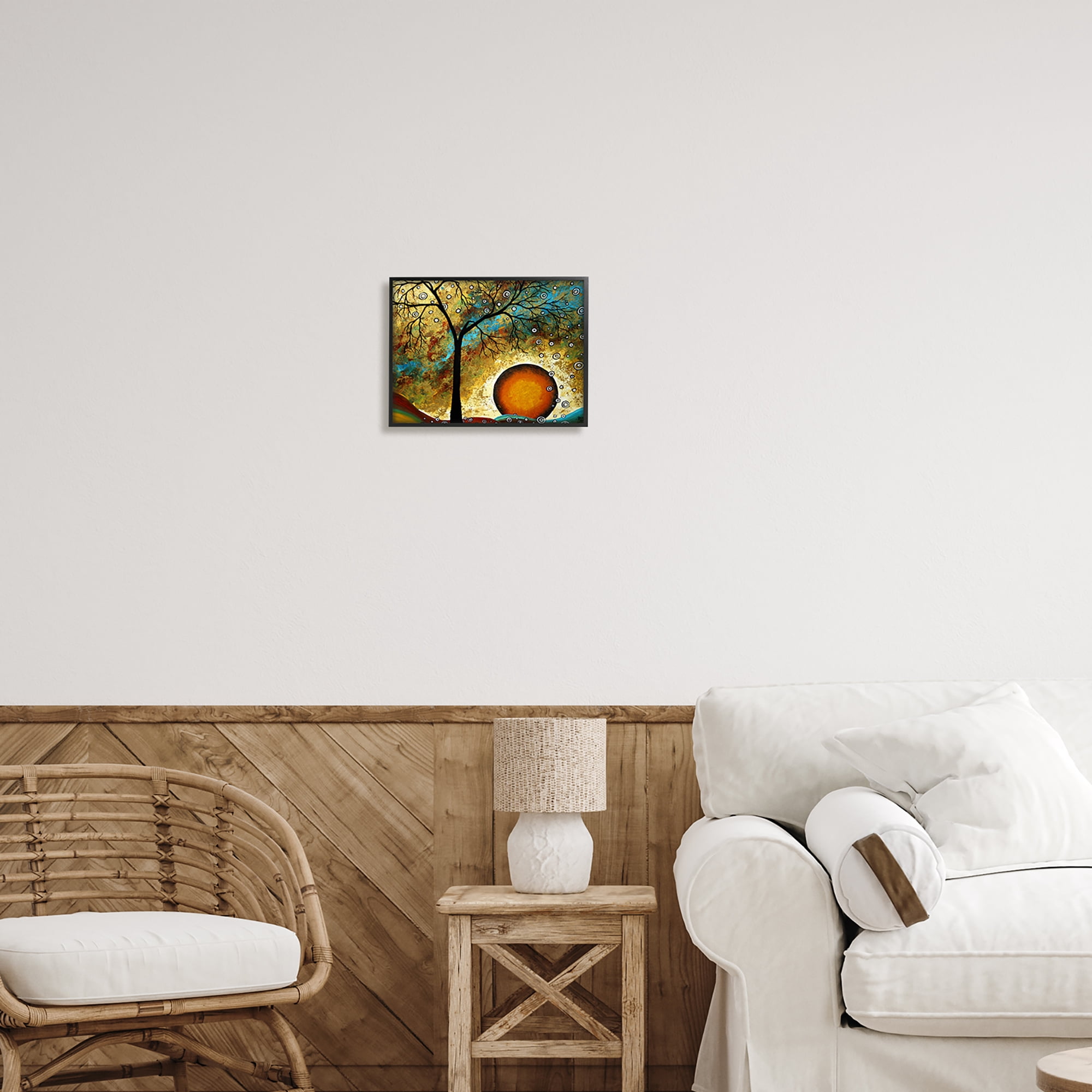 Stupell Industries Boho Tree Scenery Abstract Painting Black Framed Art Print Wall Art, 14 x 11