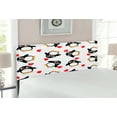 thumbnail image 2 of Sea Animals Headboard, Penguins with Heart Shapes Romantic Valentines Day, Upholstered Decorative Metal Bed Headboard with Memory Foam, Full Size, Mustard White Black, by Ambesonne, 2 of 4