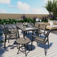 thumbnail image 3 of Pamapic 8-Piece Aluminum Outdoor Dining Set with Umbrella Hole and Small Side Table, Black, 3 of 7