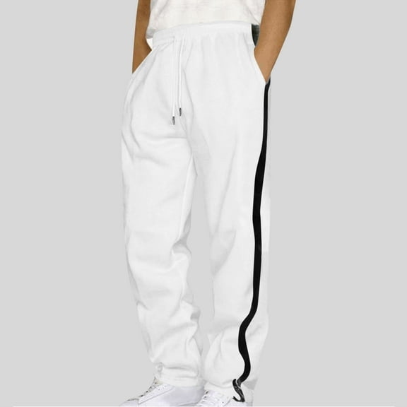 tarylea Mens Sweatpants High Rise Elastic Waist Drawstring Trousers Casual Loose Workout Color Blocked Pants with Pockets