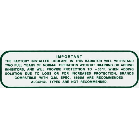 Engine Cooling System Decal Sticker For 1965-1966 Chevy Impala Nova and Corvette