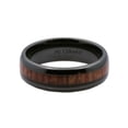 thumbnail image 3 of Metals Jewelry Black Ceramic 6mm Wedding Band, Inlay Made from Real Koa Wood, Ring Size 11, 3 of 4