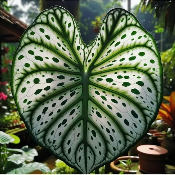 Fancy Green and White Caladium Bulbs for Planting - Easy to Grow Perennial Hosta, Elephant Ears - Great Gift for Plant Lovers (2 Bulbs)