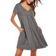 thumbnail image 2 of Medgthi Womens Nightgown, Short Sleeve Nightshirts V-Neck Modal Button Sleepwear Pajamas Breastfeeding Dress For Women, 2 of 3