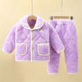 thumbnail image 2 of Ruyang Gilrs Boys Long Sleeve Pajamas Set Winter Thick Warm Pajama Soft Fleece Homewear Button Down Pjs Top with Pants, 2 of 6