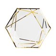 thumbnail image 2 of BalsaCircle 25 White 7" Hexagon Disposable Salad Paper Plates Gold Trim Wedding Party, 2 of 8