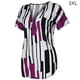 thumbnail image 1 of Sonducket Camiseta de mujer con cuello en V y rayas en la parte de manga corta con cremallera blusa delgada Prendas para la parte del cuerpo Púrpura 3XL, 1 of 5