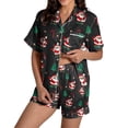 thumbnail image 3 of FASHOFT Christmas Pajamas for Women Set Cute Santa Claus Graphic Long Sleeve Button up Shirts 2 Piece Pjs Satin Soft Sleepwear Holiday Loungewear L, 3 of 5
