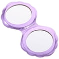 thumbnail image 2 of EeaseMX Espejo plegable de doble cara con forma de concha, de piel sintética, portátil, holográfico, para niñas y mujeres (morado), 2 of 7