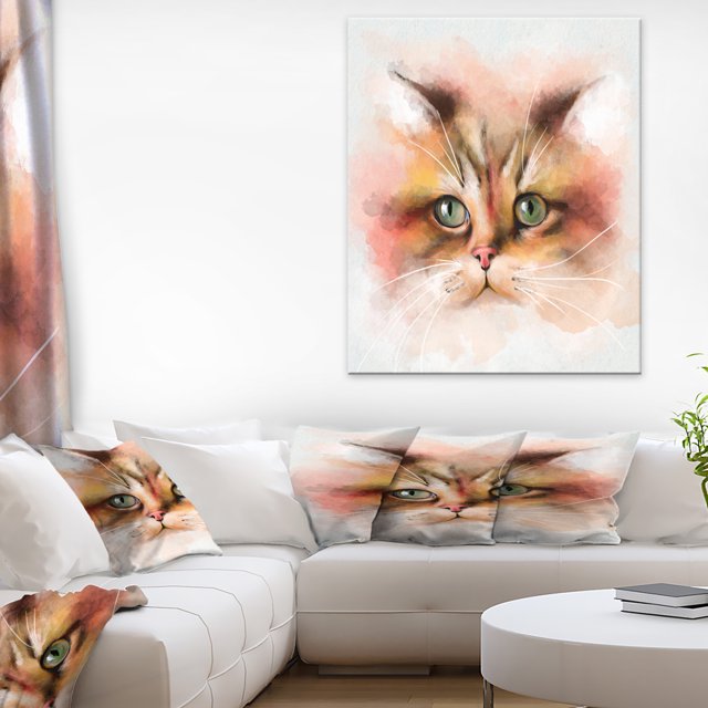 Attractive Brown Cat Watercolor - Animal Canvas Art Print