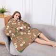 thumbnail image 5 of Oversized Wearable Blanket Hoodie,Brown Highland Cow Flower Grass Pattern Sherpa Blanket Hoodie with Super Pockets,Super Warm Fuzzy Pullover for Women & Men, 5 of 6