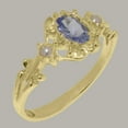 thumbnail image 2 of LBG British Made 14k Yellow Gold Natural Tanzanite & Cultured Pearl Womens Anniversary Ring - 33 size options - Size 10, 2 of 8