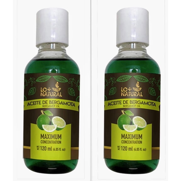 Aceite de Bergamota 100% Natural Bergamot Oil 120ml / 4.06oz. Helps the Growth Hair, Beard and hair, 2 PACK!
