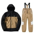 thumbnail image 2 of Xdegoge Kids 2 Piece Set Snow Suits for Boys Girls Color Block Zip Up Padded Jackets Waterproof Windproof Insulated Winter Thick Ski Bibs Overalls Snowboarding Snowsuits 3 Years, 2 of 9