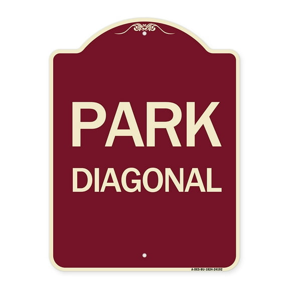 SignMission Designer Series Sign - Diagonal Parking 1 | Burgundy 18" x 24" Heavy-Gauge Aluminum Architectural Sign | Protect Your Business & Municipality | Made in the USA