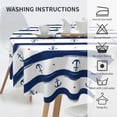 thumbnail image 4 of Nautical Navy Blue Striped Anchor Round Tablecloth 60 Inch, Decorative Holiday Home Party Table Cloth for Kitchen Dining Picnic Table Cover, 4 of 6