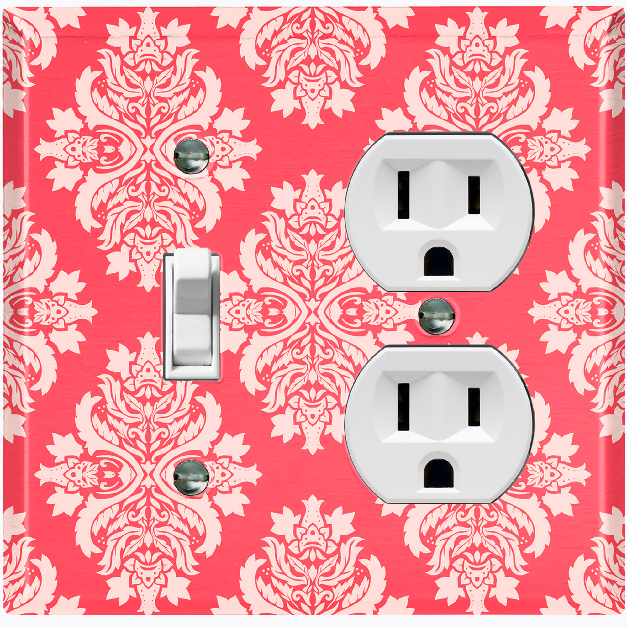 Elegant Damask Light Switch & Outlet Covers - Red & Gold, Standard Size