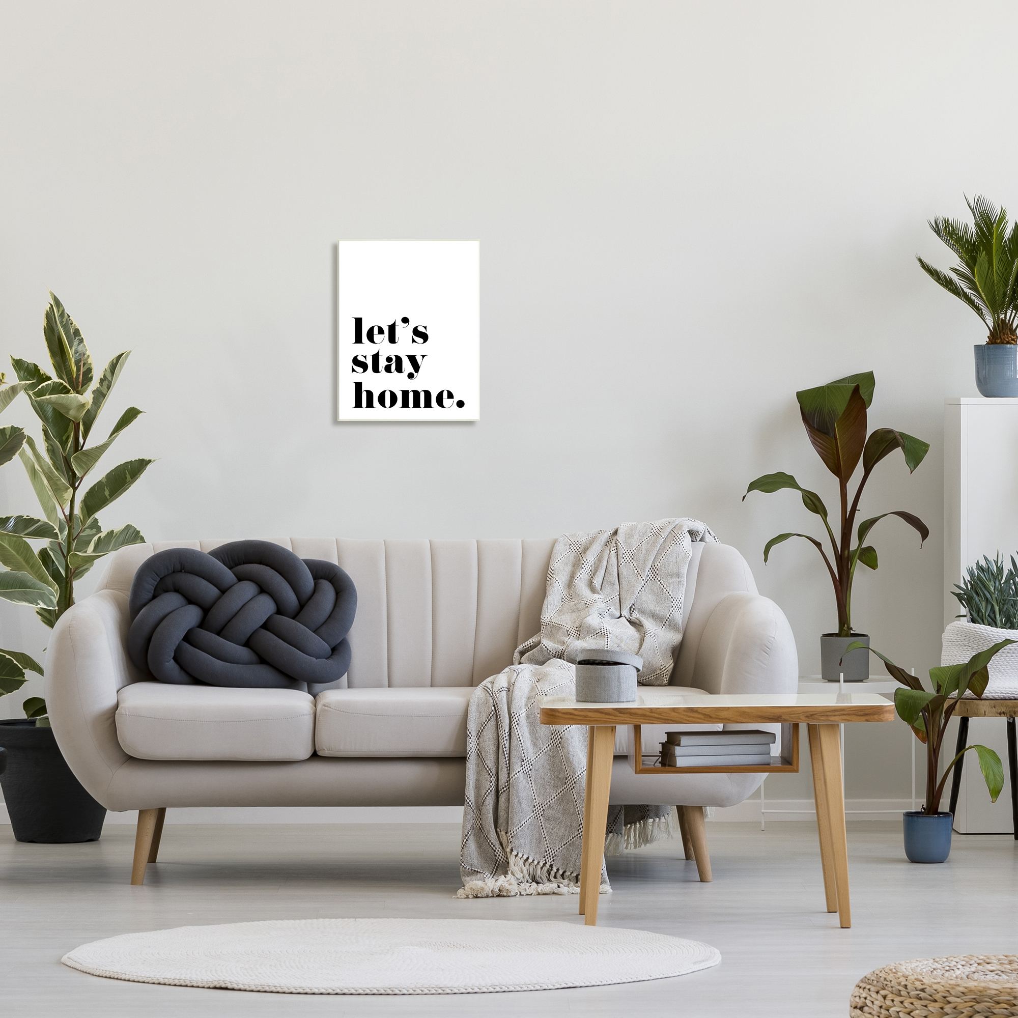 Stupell Industries Let's Stay Home Phrase Bold Minimal Typography, 13 x 19, Designed by BlursByAI