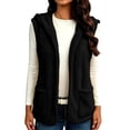 thumbnail image 4 of Sevevn Women's Hooded Fleece Vest with Pockets Soft Sherpa Sleeveless Vest Cozy Open Front Hooded Vest Jacket Warm Casual Layering Outerwear for Fall Winter Travel Hiking Daily Wear, 4 of 9