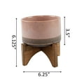 thumbnail image 5 of Flora Bunda Mid-Century 6.25" Lava Pot on Woodstand Pink, 5 of 5
