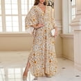 thumbnail image 6 of Women's Plus Size Swimwear Cover Ups Leopard Print Long Sleeve V Neck Beach Dress Lightweight Quick Dry Comfy Bathing Suits, 6 of 7