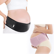 SINMI 2Pcs Ceinture de ventre de maternité - Ceinture de soutien du ventre de maternité douce et respirante - Ceinture de soutien pelvienne，noir，rose XL