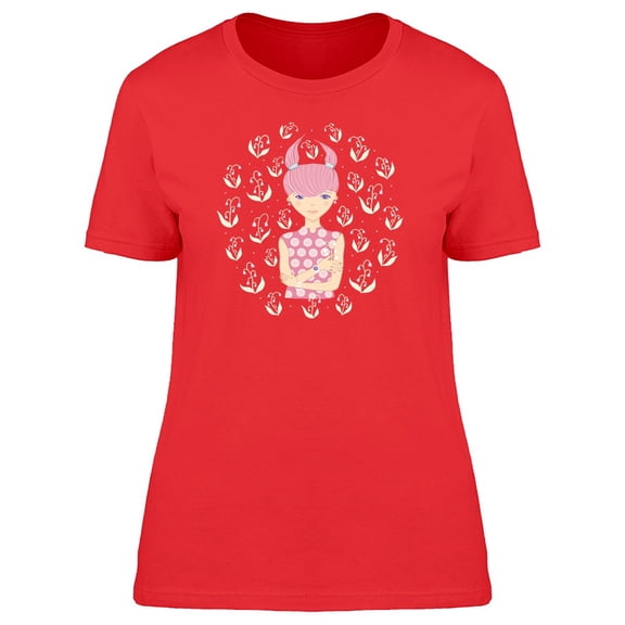 Cute Zodiac Taurus Girl Cartoon Tee Women's -Image by Shutterstock