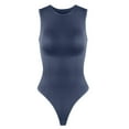 thumbnail image 4 of ZQUUVOU Women's Plus Size Stretch Bodysuit Backless Front Closure Snap Crotch Full Body Shaper Thong Bodysuit Blue, 4 of 4
