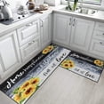 thumbnail image 4 of Sunflower Kitchen Rugs and Mats Non Skid Washable Set of 2, Black White Wood Kitchen Runner Rug, Farmhouse Flower Vintage Retro Kitchen Floor Mat Under Sink Mat Throw Rug for Doormat, 4 of 6