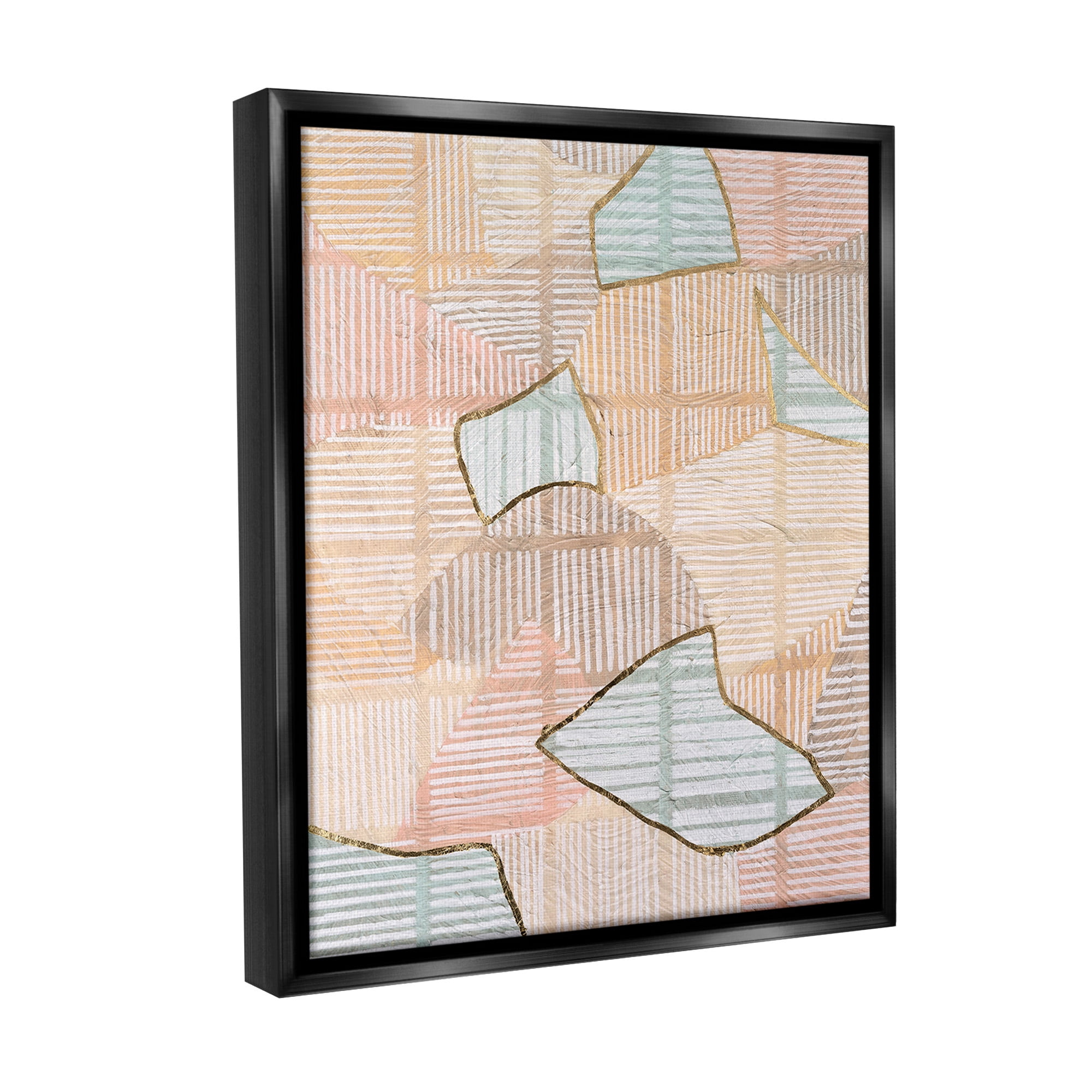 Stupell Industries Stripe Patterned Abstraction Abstract Painting Black Floater Framed Canvas Art Print Wall Art, 25 x 31