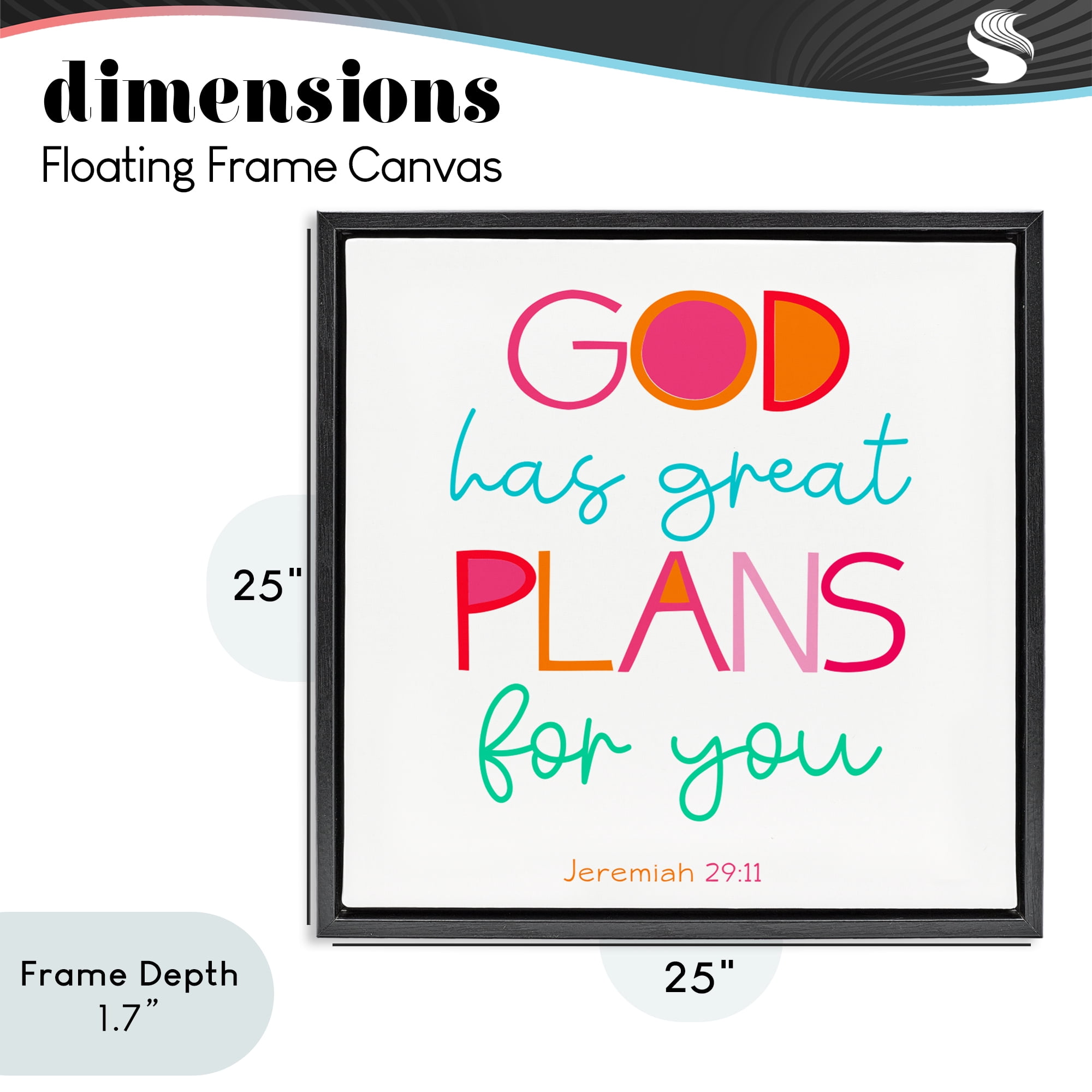Stupell Industries Whimsical God's Plans For You Black Framed Floater Canvas Wall Art, design by SD Graphics Studio