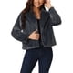thumbnail image 1 of Abrigo de piel sintética recortado para mujer, chaqueta de invierno de moda, abertura frontal, solapa con muesca, manga larga, abrigo esponjoso, L gris oscuro, 1 of 6