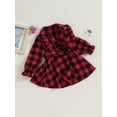 thumbnail image 3 of Wassery Toddler Girls Fall Dress Long Sleeve Lapel Button Plaid Print A-line Dress 6M 12M 18M 24M 2T 3T 4T Infant Baby Girls Clothes, 3 of 8