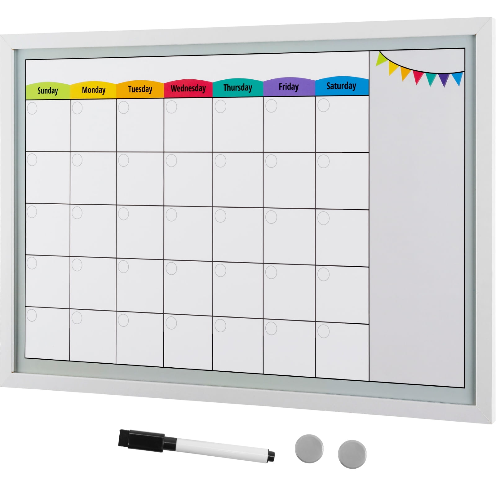 Excello Global Products Framed Calendar Whiteboard 24x16 with