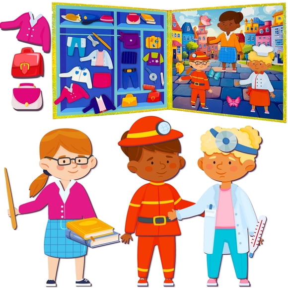 Quokka Poupées Magnétiques à Habiller pour Enfants de 3 Ans et Plus - Ensemble de Jeu Magnétique de 35 Pcs pour Filles et Garçons - Ensemble de Jeu Magnétique Créatif pour la Maison Ou les Voyages
