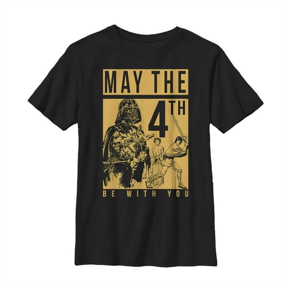 Boy's Star Wars May the Fourth Two Tone Box Graphic Tee Black Medium