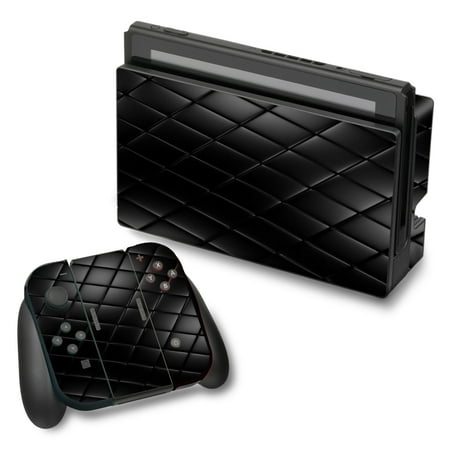 Skin Decal For Nintendo Switch Vinyl Wrap / Black Leather Chesterfield