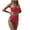 Red, variant on Fesfesfes Swimsuit for Women Solid Color Tube Top Backless Bikini Two Pieces Swimwear Swimsuit Beachwear Set
