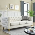 thumbnail image 3 of {Contact us for 3D modeling} Velvet Sofa for Living Room,Buttons Tufted Square Arm Couch, Modern Couch Upholstered Button and Metal Legs, Sofa Couch for Bedroom, Beige Velvet(W834S00023), 3 of 5