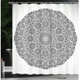 thumbnail image 4 of Ambesonne Floral Shower Curtain, Mandala Lace Art, 69"Wx70"L, White and Black, 4 of 5