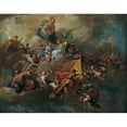 thumbnail image 2 of Franz Anton Palko 14x12 Gold Ornate Wood Frame and Double Matted Museum Art Print Titled - Mary with the Child and Saints, Enthroned on Clouds (1730), 2 of 4
