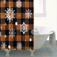 thumbnail image 4 of Orange and Black Plaid Christmas Snowflake Pattern Shower Curtain 72"x72" ,Bathroom Decorative Shower Curtains Set with 12 Hooks,Modern Waterproof Washable Shower Curtain, 4 of 6