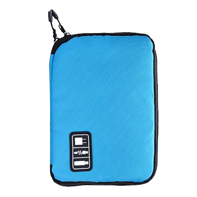 Estuche de datos de de cable de bolsa portátil para bolsa de almacenamiento de auriculares USB MP3 azul Sunnimix eaphone Estuches de almacenamiento