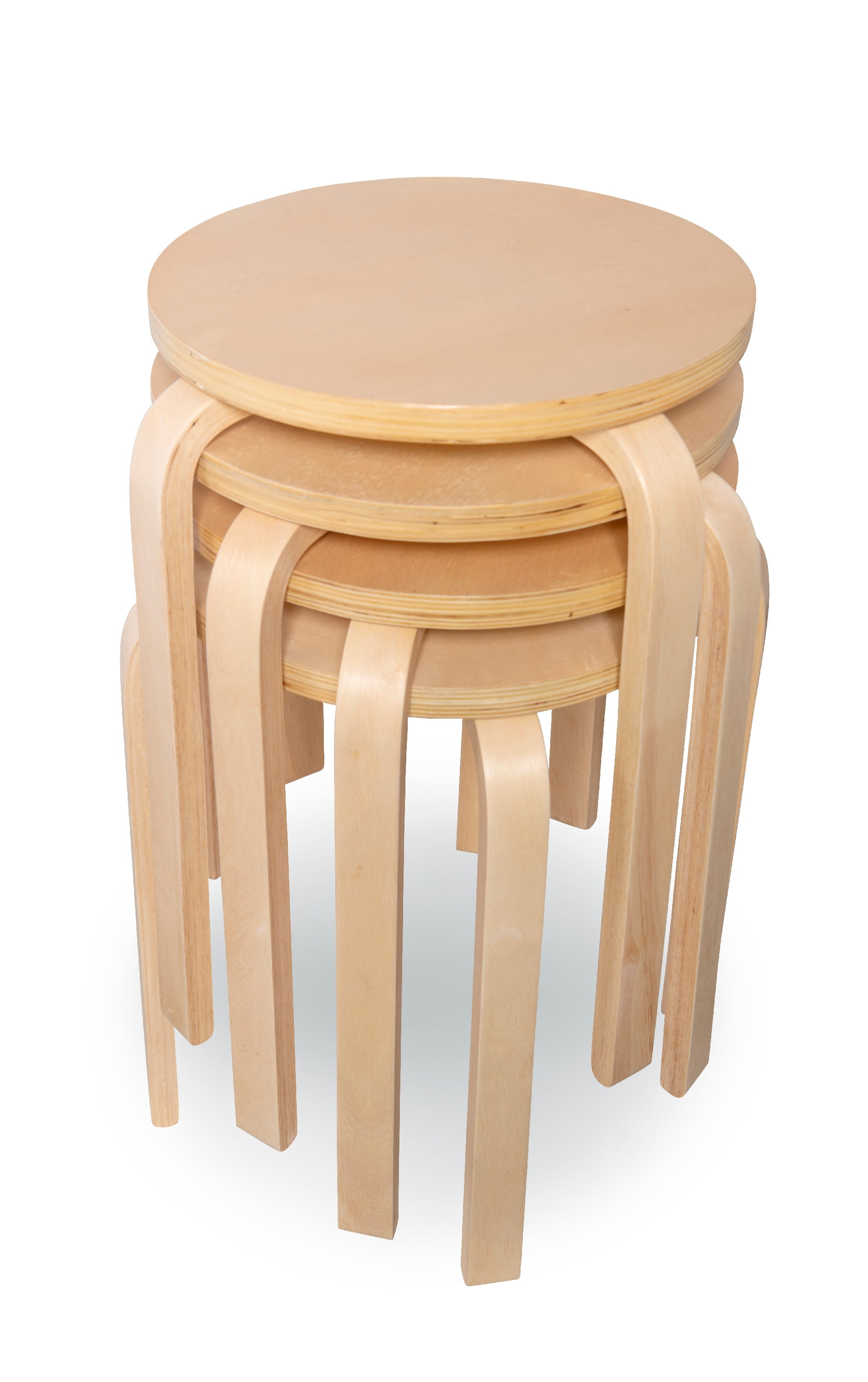 Linon Mayflower 18" Backless Stacking Stools, Set of 4, Natural