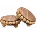 thumbnail image 1 of Yookeer 2 Pcs Wooden Risers for Displays Round Wood Riser Distressed Wood Risers Farmhouse Pedestal Display Stand Rustic Pedestal Stand Beaded Decor for Tiered Trays Home(3.94 Inch,Brown), 1 of 7